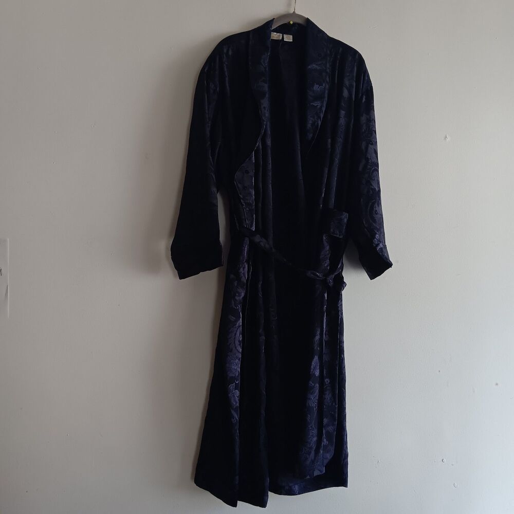 Vintage Victoria's Secret Long Robe Purple Floral Jacquard Gold Label Y2K Small